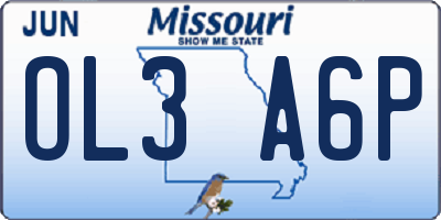 MO license plate OL3A6P
