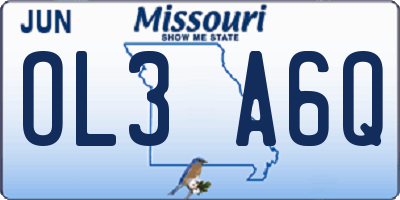 MO license plate OL3A6Q