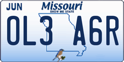 MO license plate OL3A6R