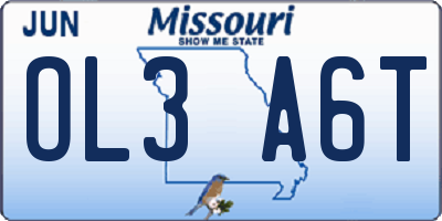 MO license plate OL3A6T