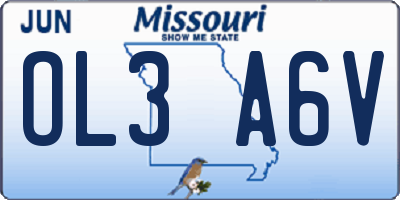 MO license plate OL3A6V