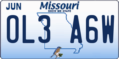 MO license plate OL3A6W