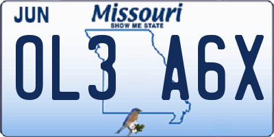 MO license plate OL3A6X