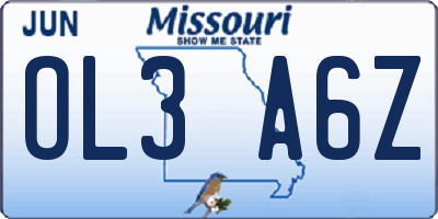 MO license plate OL3A6Z