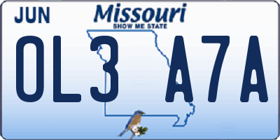 MO license plate OL3A7A