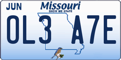 MO license plate OL3A7E