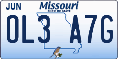 MO license plate OL3A7G