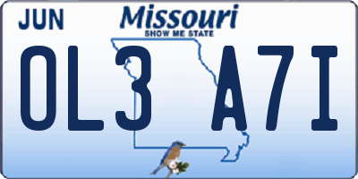 MO license plate OL3A7I