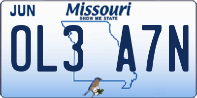 MO license plate OL3A7N