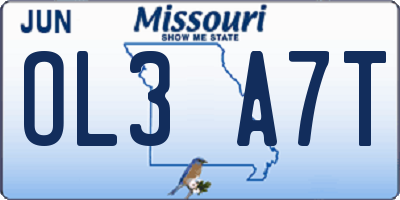 MO license plate OL3A7T
