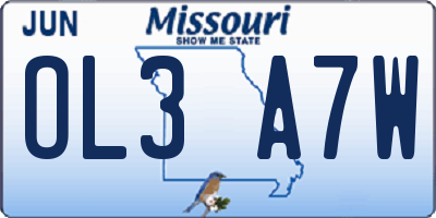 MO license plate OL3A7W