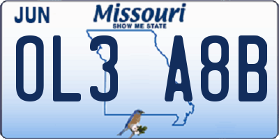 MO license plate OL3A8B