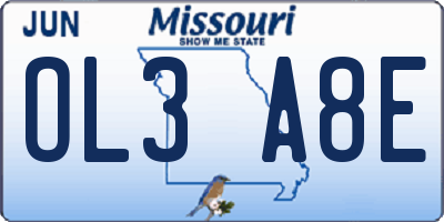MO license plate OL3A8E