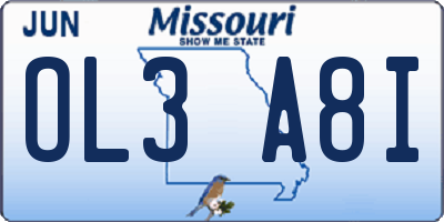 MO license plate OL3A8I