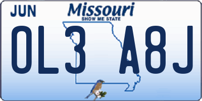 MO license plate OL3A8J