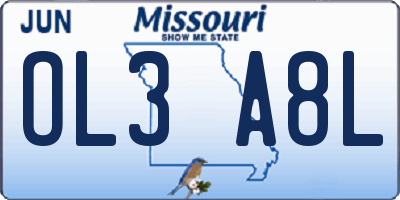 MO license plate OL3A8L