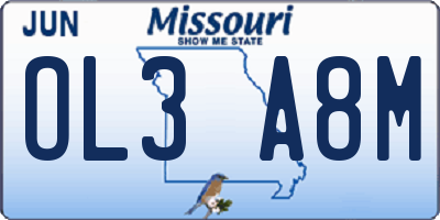 MO license plate OL3A8M