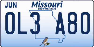 MO license plate OL3A8O