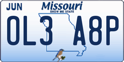 MO license plate OL3A8P