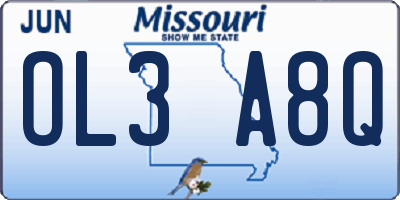 MO license plate OL3A8Q