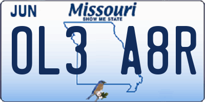 MO license plate OL3A8R