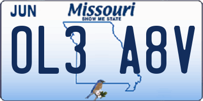 MO license plate OL3A8V
