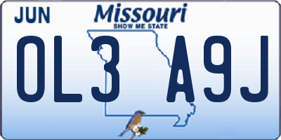 MO license plate OL3A9J