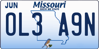 MO license plate OL3A9N