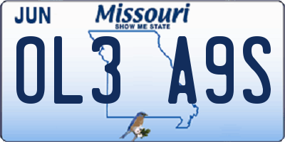 MO license plate OL3A9S