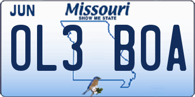 MO license plate OL3B0A