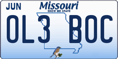 MO license plate OL3B0C