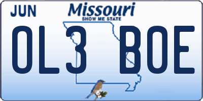 MO license plate OL3B0E