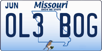 MO license plate OL3B0G