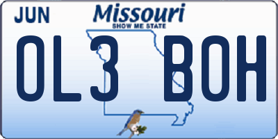 MO license plate OL3B0H