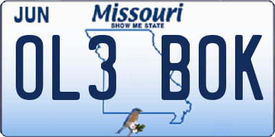 MO license plate OL3B0K