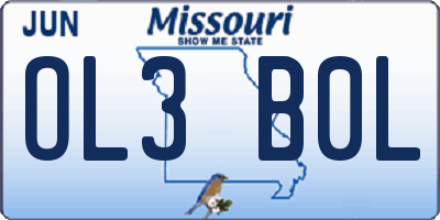 MO license plate OL3B0L