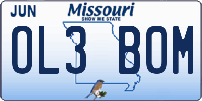 MO license plate OL3B0M