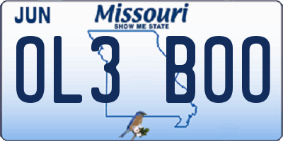 MO license plate OL3B0O