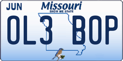 MO license plate OL3B0P