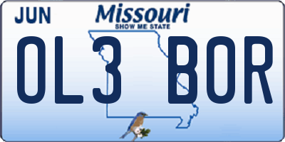 MO license plate OL3B0R