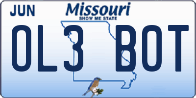 MO license plate OL3B0T