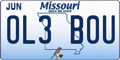 MO license plate OL3B0U