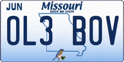 MO license plate OL3B0V