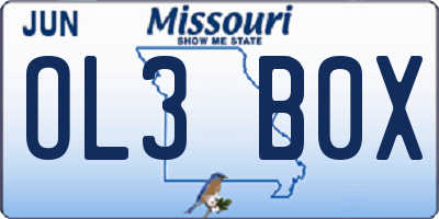 MO license plate OL3B0X