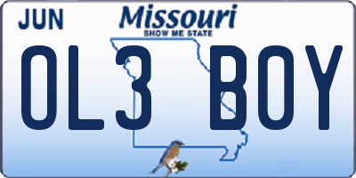 MO license plate OL3B0Y