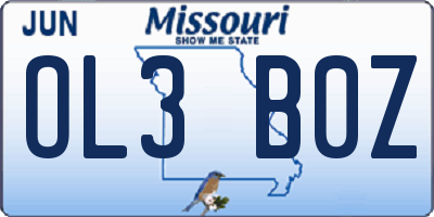 MO license plate OL3B0Z