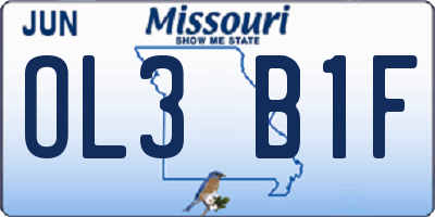 MO license plate OL3B1F
