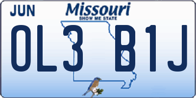 MO license plate OL3B1J