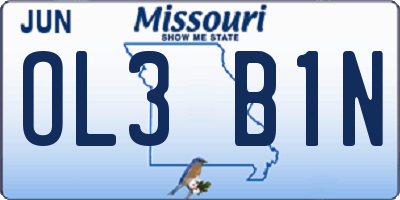 MO license plate OL3B1N