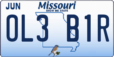 MO license plate OL3B1R